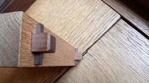 This image shows a closer view of our Mortise and Tenon locking system for the wood frame. Humming Bird Exclusives.